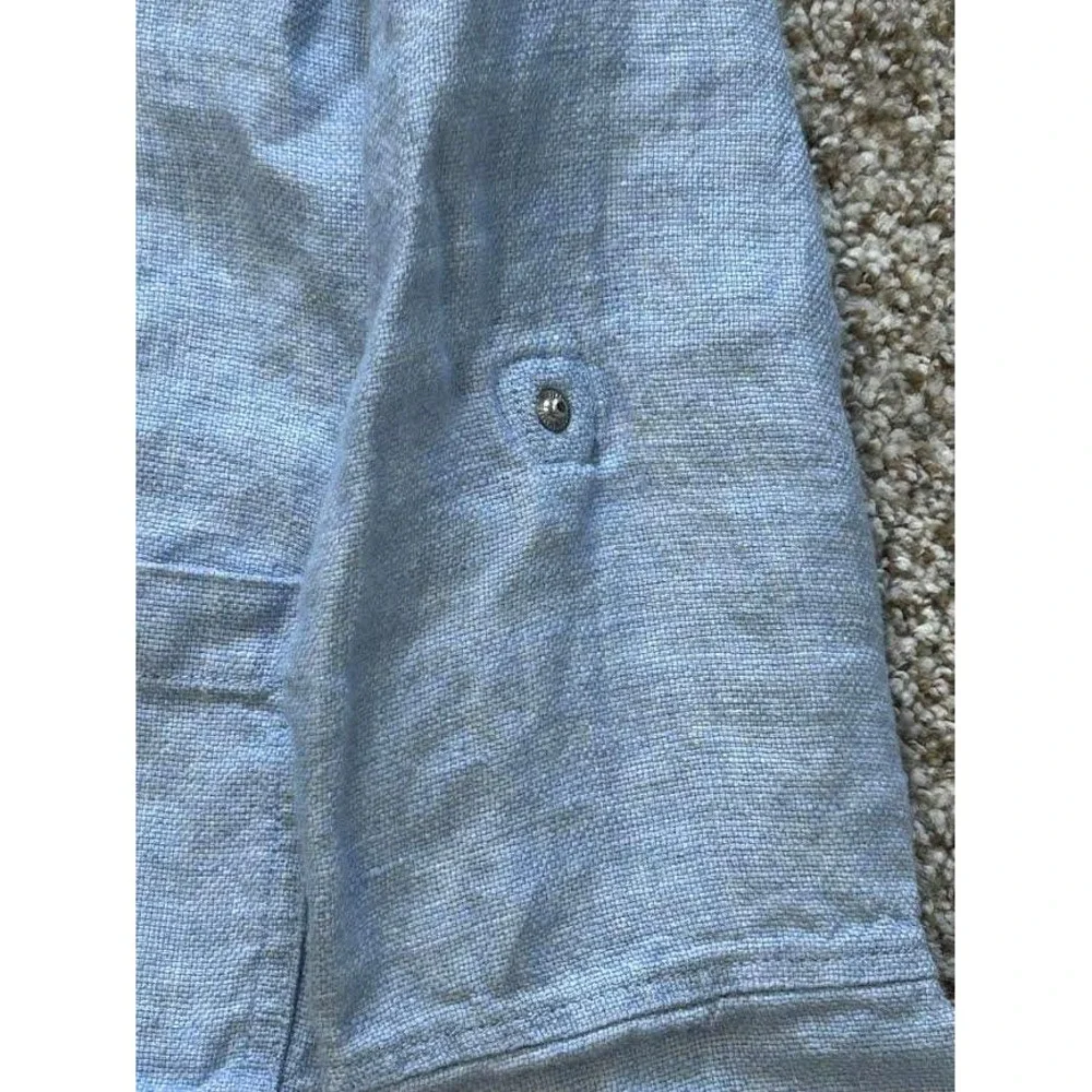 C&C California Womens Blue 100% Linen Nautical Coastal Jacket Roll Tab Med - Picture 6 of 8